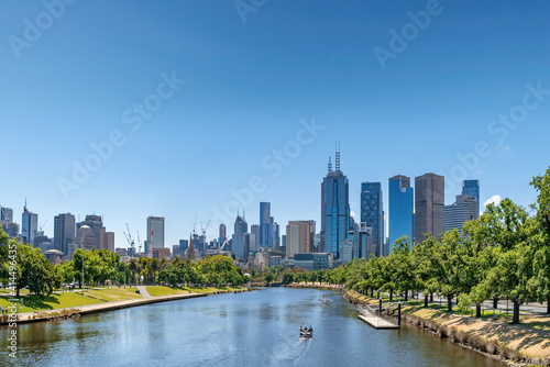 Melbourne, Australia: January 17th, 2021: A modern cityscape with office corporate buildings and skyscrapers, Melbourne, Australia