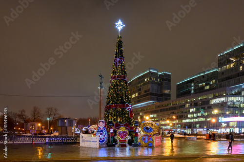 New Year and Christmas decorations on Trubnaya Square, Moscow, Russian Federation, January 12, 2021 photo