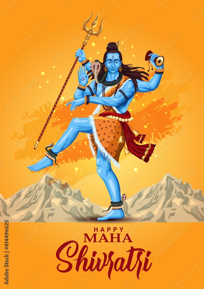 Lord Shiva thandav dance position, Indian God with happy Maha Shivratri ...