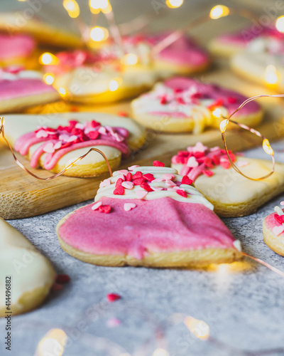 sugar cookies with chocolate icing on saint valentaine day