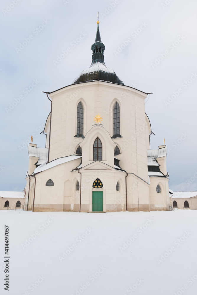 Pilgrimage Church of St John of Nepomuk at Zelena Hora,Czech republic, is the masterpiece of architect Santini Aichl.Czech cultural heritage and UNESCO World heritage monument.Baroque Gothic in Europe