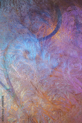 Colored frozen window, background (texture)