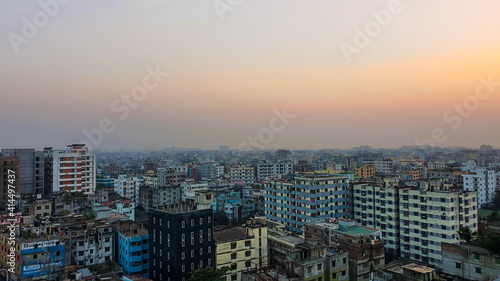 Buildings of Dhaka city. Tall crowded buildings of the most densely populated area in Dhaka, Bangladesh.