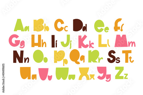 Children font in the cartoon style. Colorful typography. Vector alphabet.