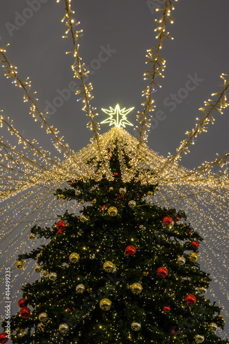 Photography Christmas tree on the Manege Square, Moscow, Russian Federation, January 12, 202