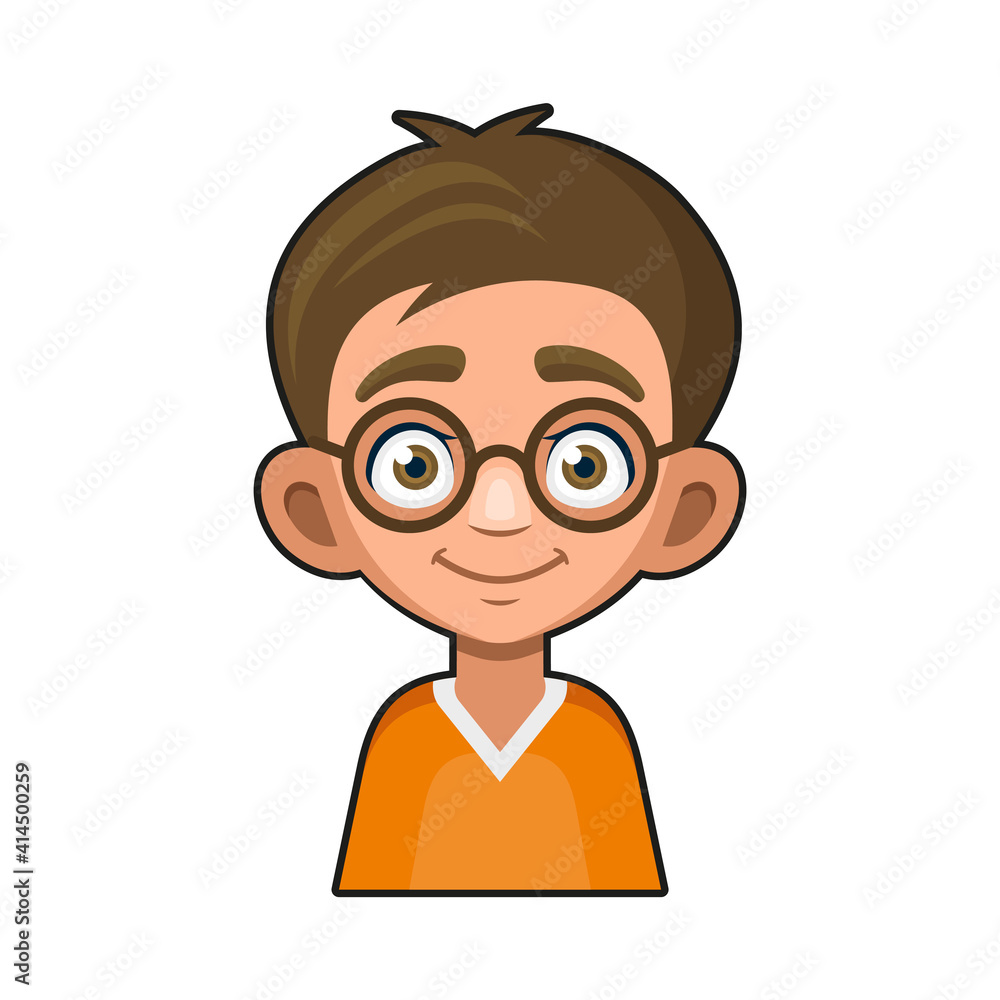 Cute Young Man with Glasses Avatar. Cartoon Style Userpic Icon. Vector Cute Young Man with Glasses Avatar. Cartoon Style Userpic Icon. Vector