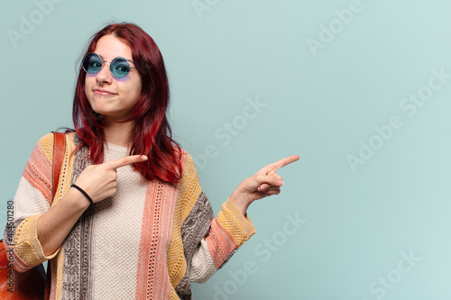 tty hippie student woman with a copy space photo