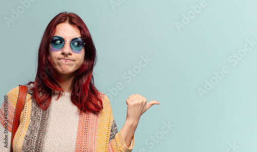 tty hippie student woman with a copy space photo