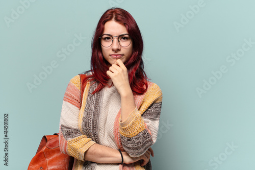 tty hippie student woman with a copy space photo