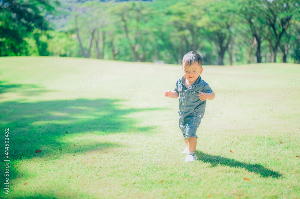 Portrait of a happy little boy in the park,Little boy in grass field Portrait of a happy little boy in the park,Little boy in grass field