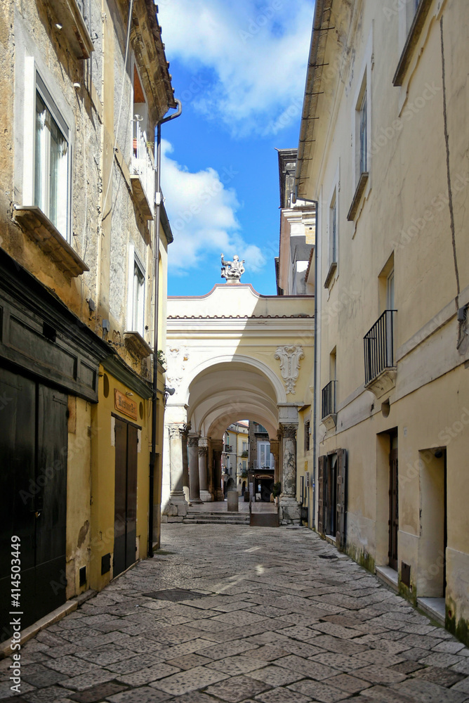 Fototapeta premium A street in Sant'Agata dei Goti, a medieval village in the province of Benevento, Italy.