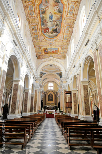 Interior of the Cathedral of Sant'Agata dei Goti, an old town in the province of Benevento, Italy.