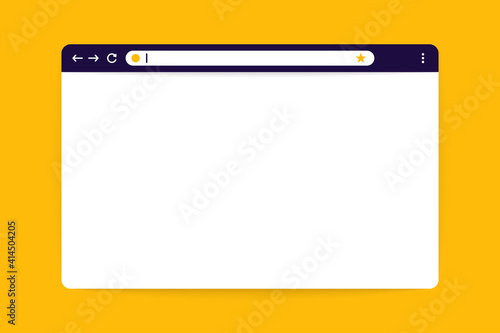 Web browser page mockup. Blank internet browser window with favourites sign in flat design. Vector illustration