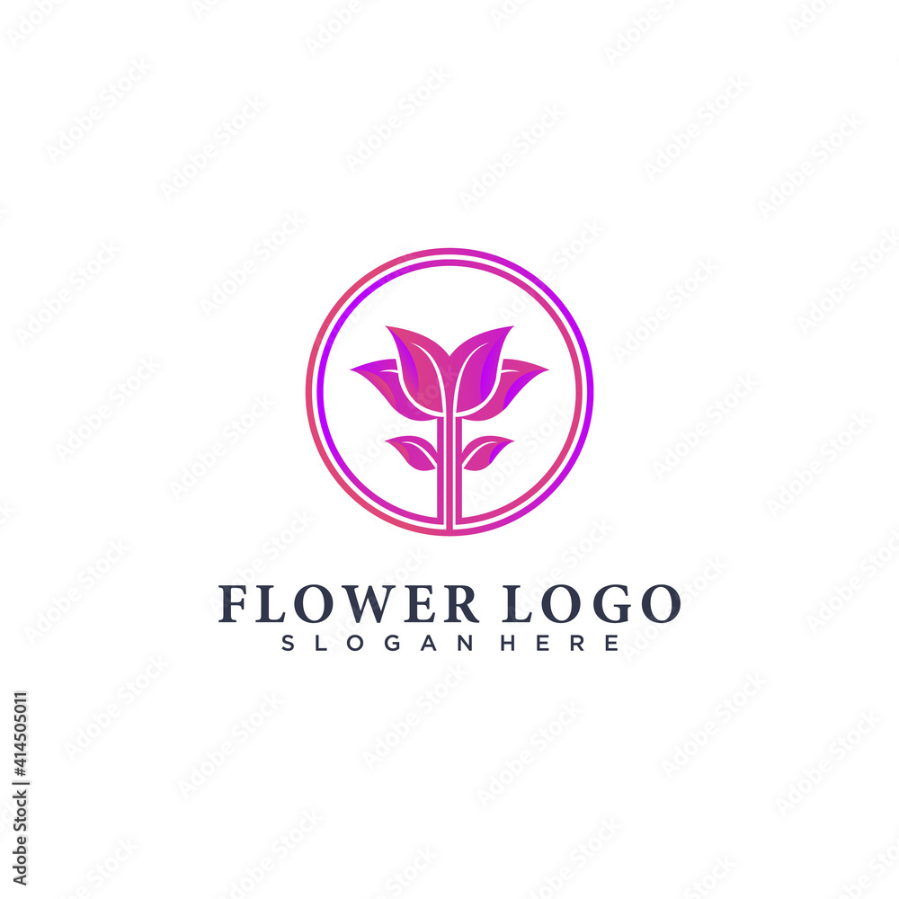 Flower logo with modern beauty color gradient style  Premium Vector