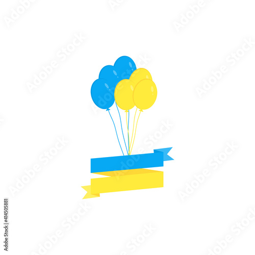 This is a Ukraine balloon and ribbon on a white background. photo