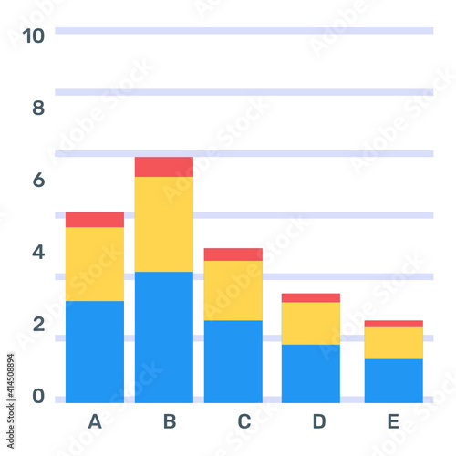  A flat icon of stacked bar chart in modern editable vector 