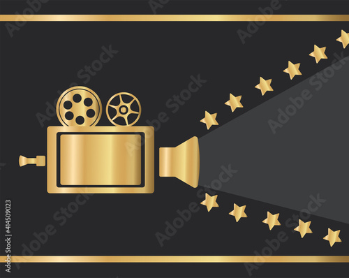 video camera and stars golden film award icon