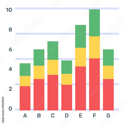 
A flat icon of stacked bar chart in modern editable vector
