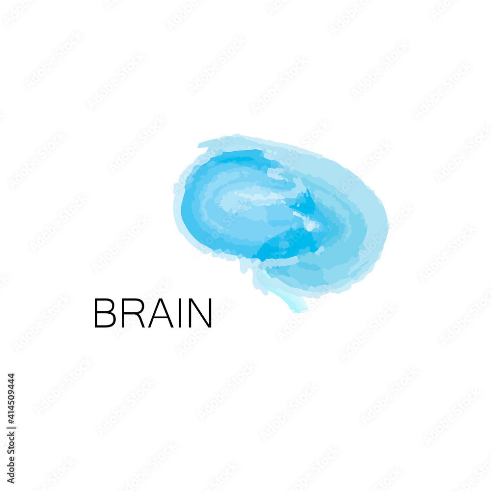 Vector logo with abstract blue brush strokes resembling human brain or water, waves Vector logo with abstract blue brush strokes resembling human brain or water, waves