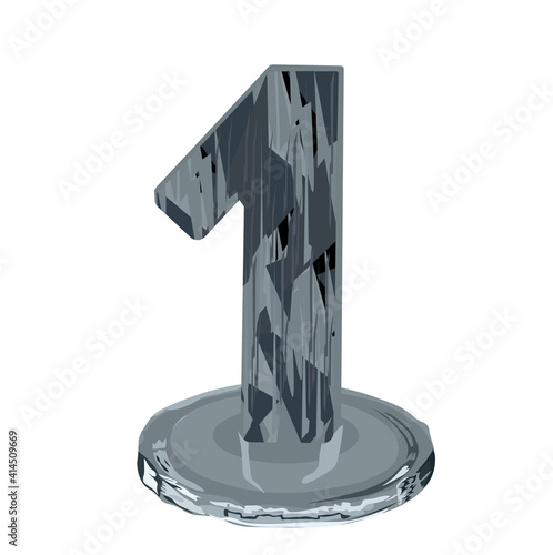Digit is number one stock vector illustration of. Large letter 1 in silver color. A year on the cake. Isolated on a white background.