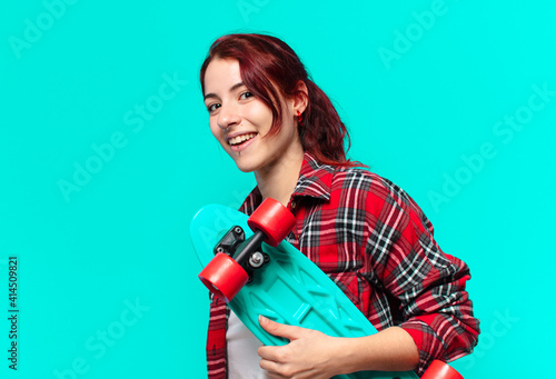 tty woman with a skateboard photo