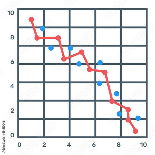  Icon of scatter line graph in editable quality visual 