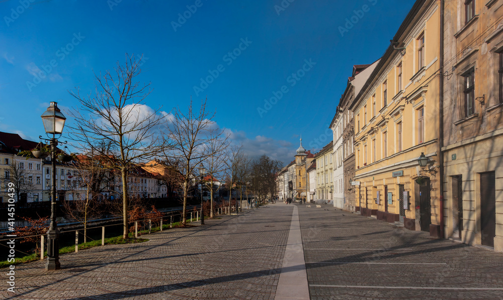 Panorama view of the street of the old city