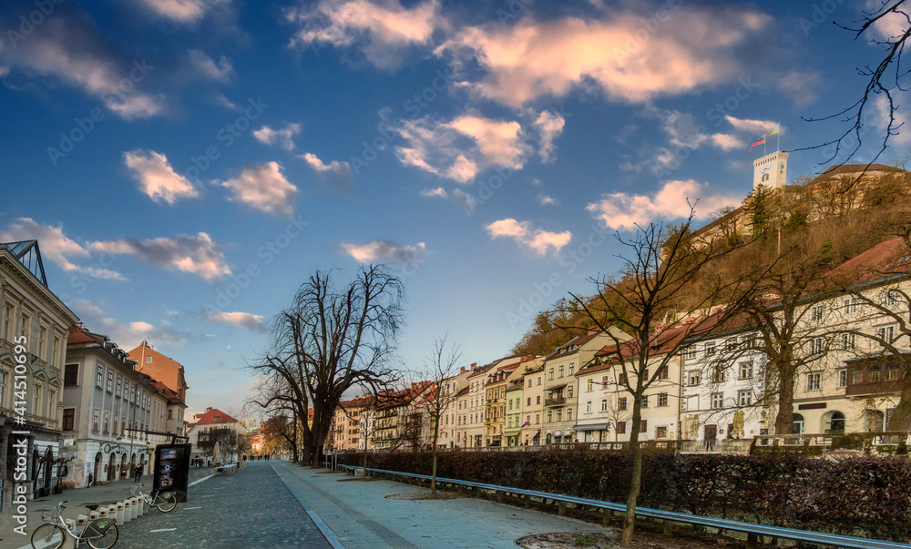 Panorama view of the street of the old city