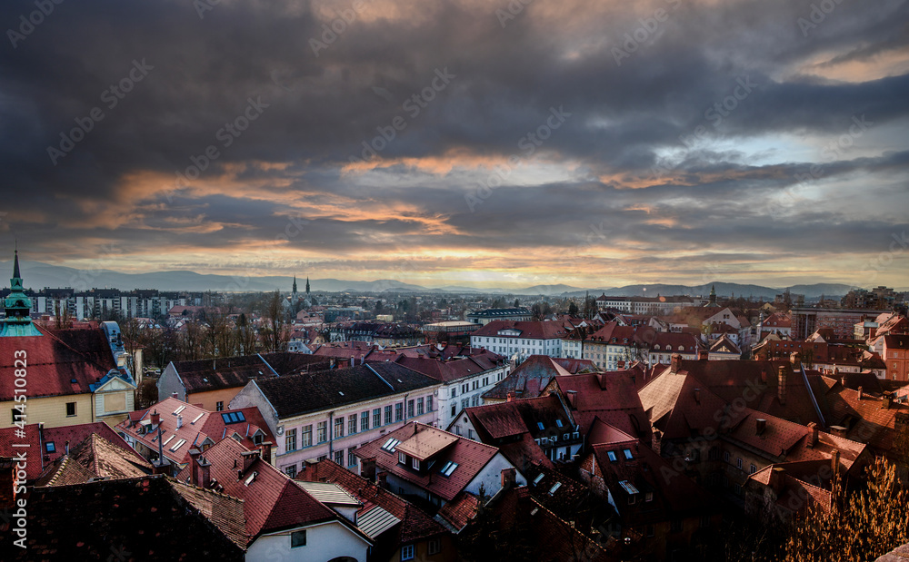 Panorama view and sunset of the old city