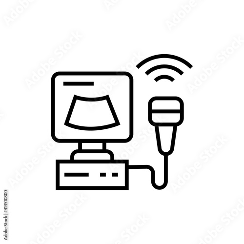 Ultrasonic diagnostic system icon. Medical and scientific illustration.