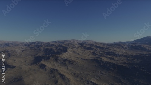 realistic surface of an alien planet  view from the surface of an exo-planet  canyons on an alien planet  stone planet  desert planet 3d render