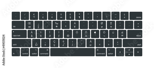 black and white keyboard, option key characters