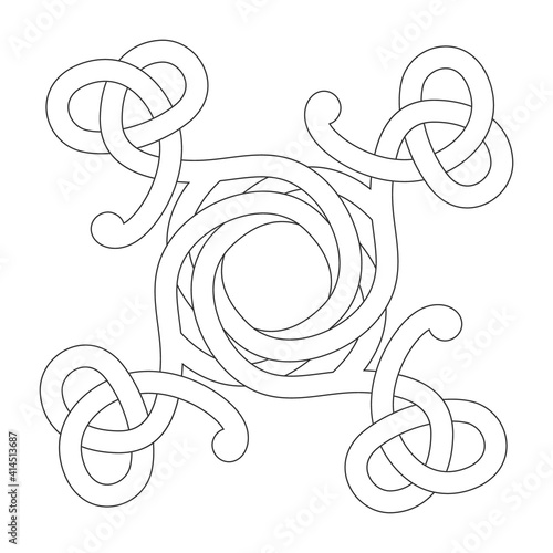 monochrome icon with Celtic knot ethnic art ornaments