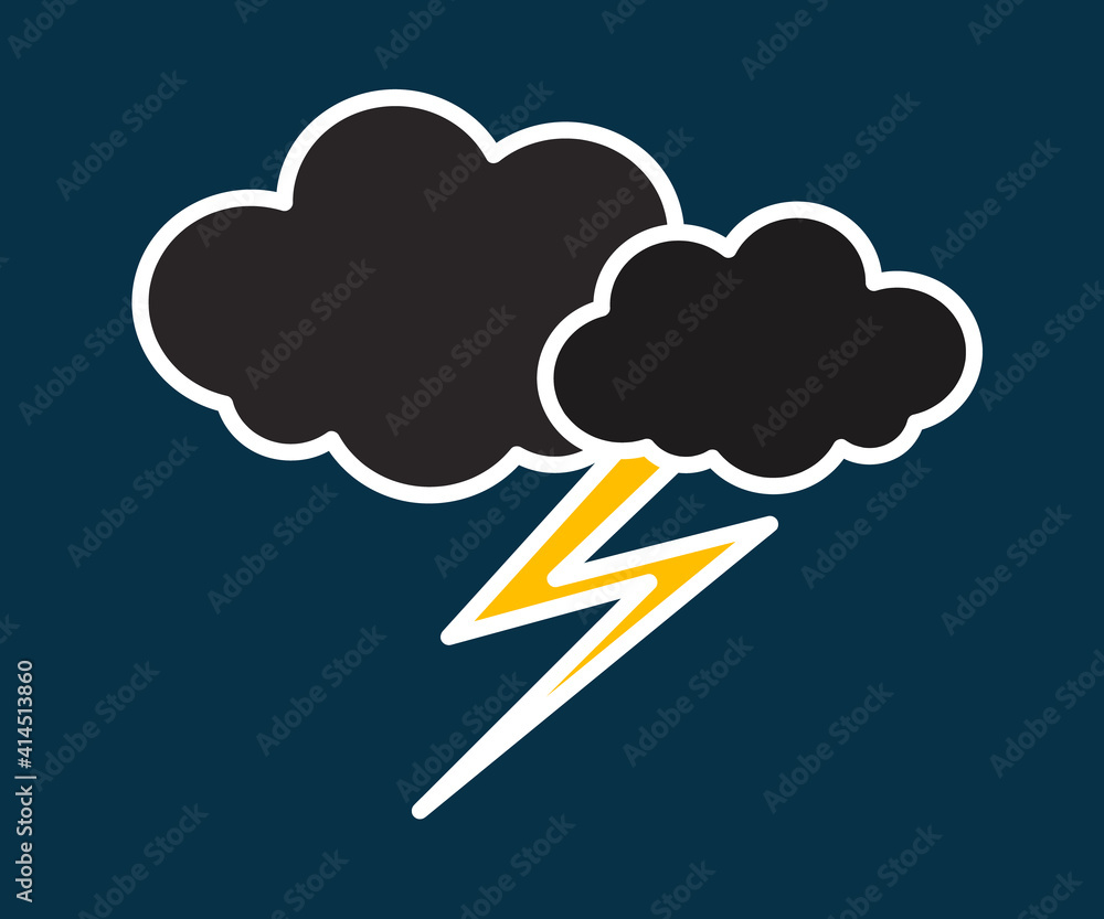 Thundercloud and lightning on a gray background. Storm. Symbol. Vector illustration. Thundercloud and lightning on a gray background. Storm. Symbol. Vector illustration.