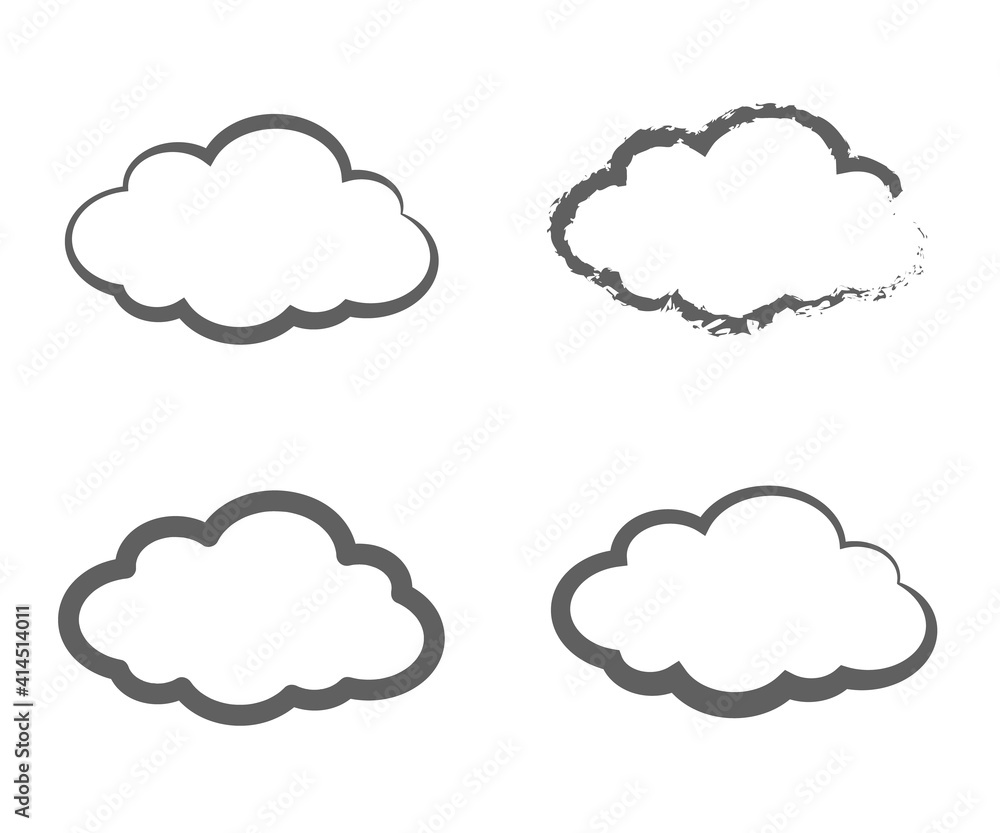 Silhouette of clouds on a white background. Collection. Vector illustration. Silhouette of clouds on a white background. Collection. Vector illustration.