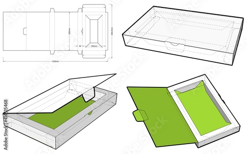 Box With Frame and Die-cut Pattern. EPS file is fully scalable. Prepared for real cardboard production.