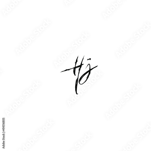 HJ initial handwritten calligraphy  for monogram and logo