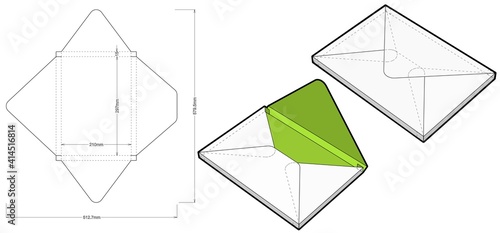 Packaging Envelope A4 and Die-cut Pattern.The .eps file is full scale and fully functional. Prepared for real cardboard production.