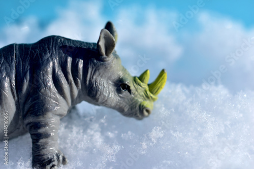 Close-up shot of a hippopotamus toy, half-body shot.