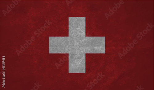Vector illustration of Happy Switzerland National Day 01 August. Waving flags isolated on gray background.