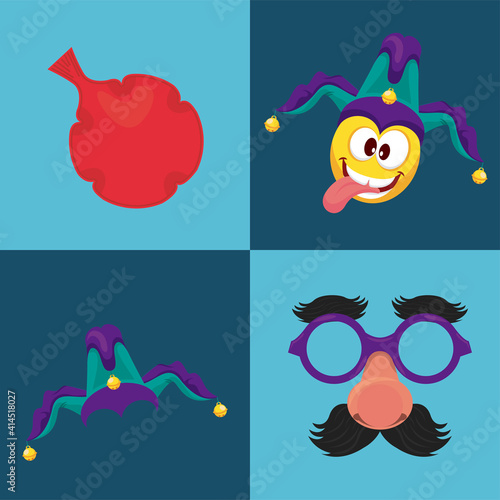 bundle of four april fools day set icons