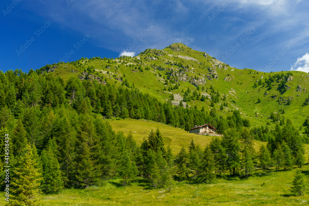 Mountain landscape at summer along the road to Mortirolo pass