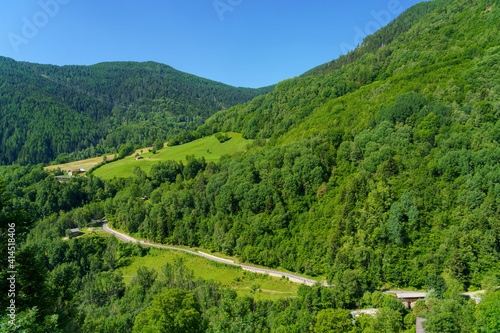 Mountain landscape at summer along the road to Mortirolo pass photo