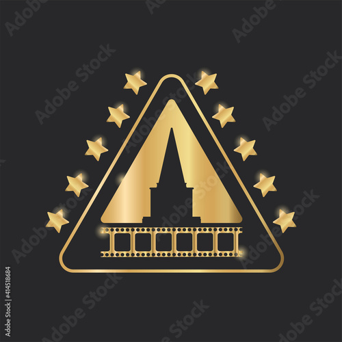 trophy with stars and tape record golden film award