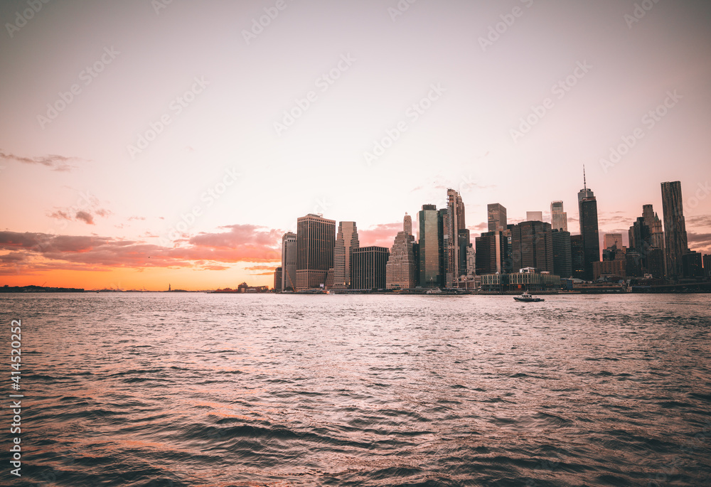 new york city panorama sea sky sunset sunrise buildings boat new york city panorama sea sky sunset sunrise buildings boat