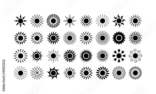 Sun icons collection. Meteorology symbols isolated on white background. Vector illustration. © Alisa