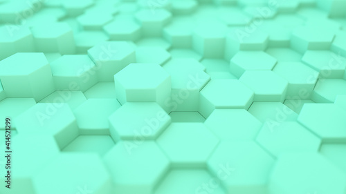 Uneven light menthol green hexagon array pattern