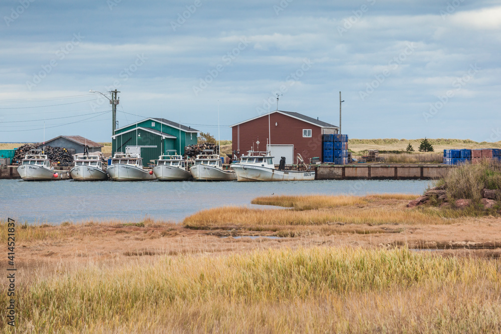 Canada, Prince Edward Island, Malpeque. Small fishing harbor.