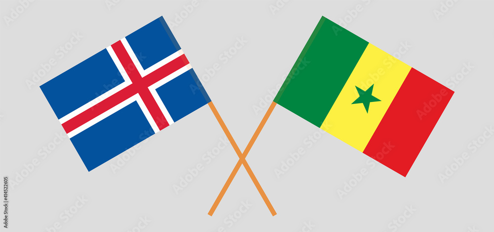 Crossed flags of Iceland and Senegal