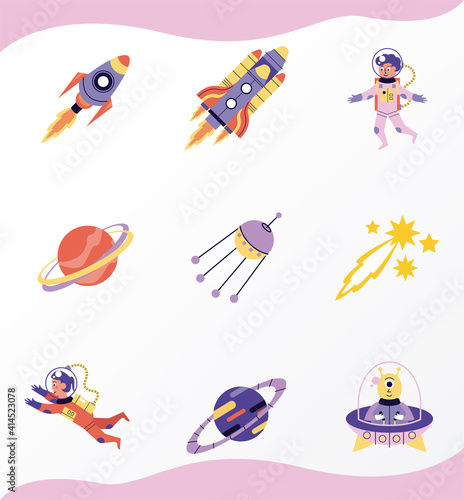 bundle of nine space set icons